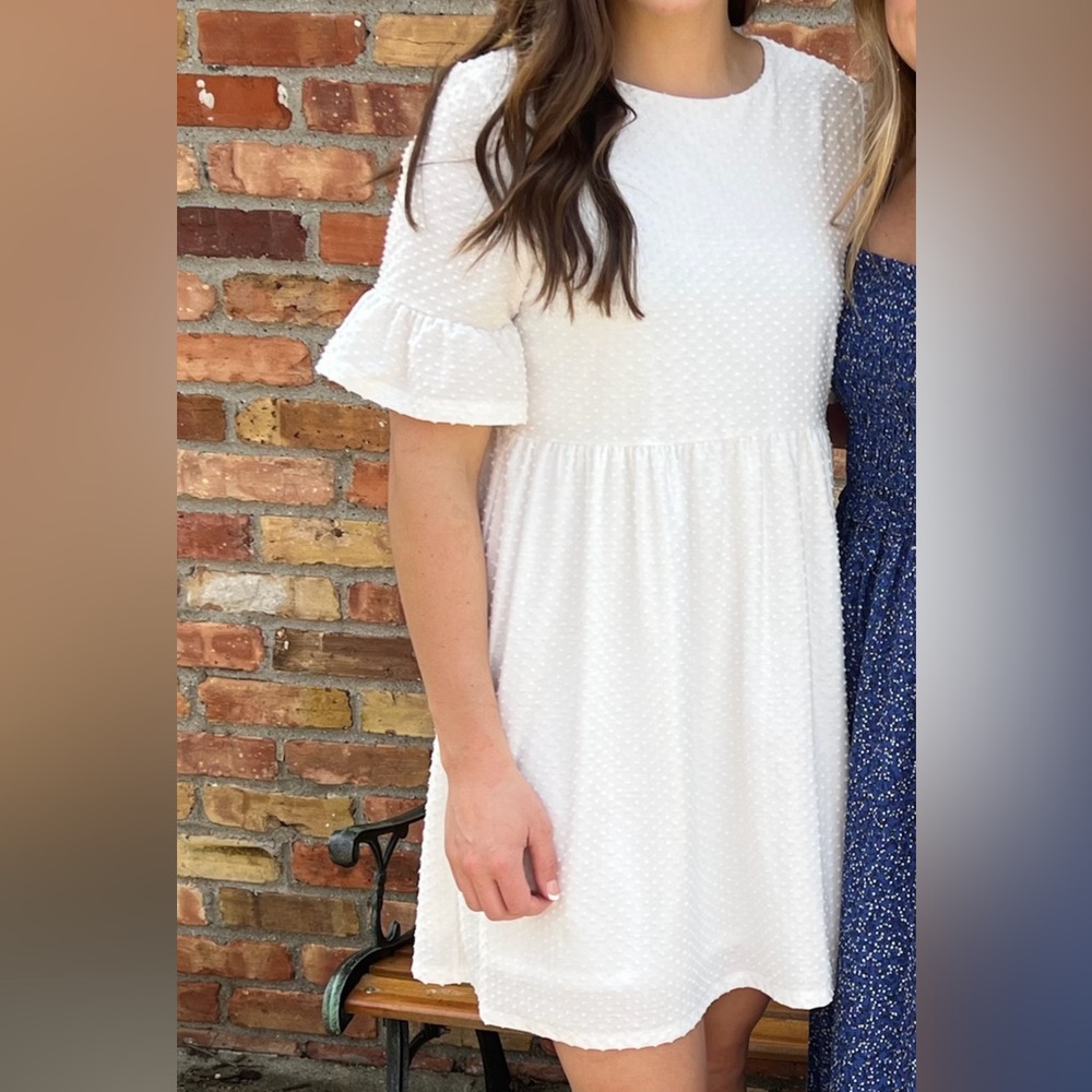 White mini polka dot dress